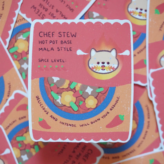 Chef Stew Hot Pot Waterproof Soft Matte Vinyl Die-Cut Sticker