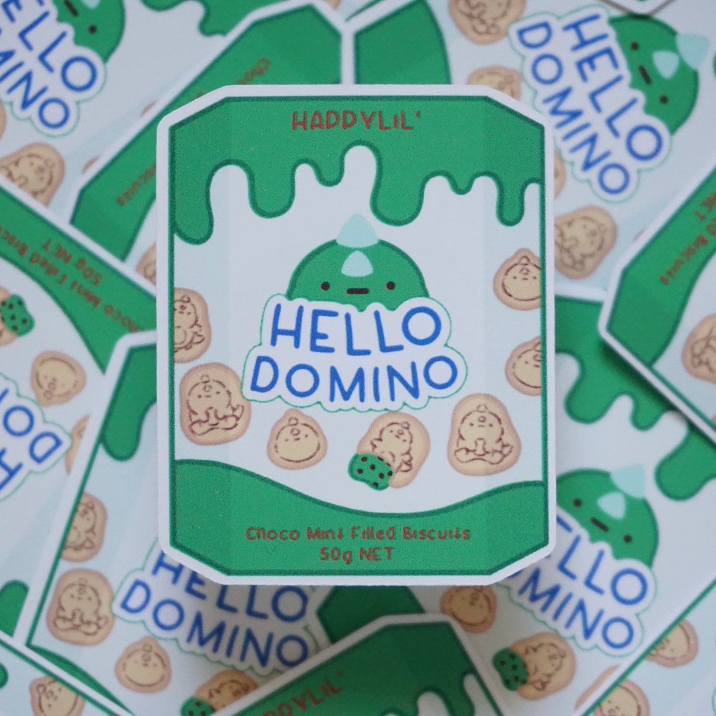 Hello Domino Waterproof Soft Matte Vinyl Die-Cut Sticker