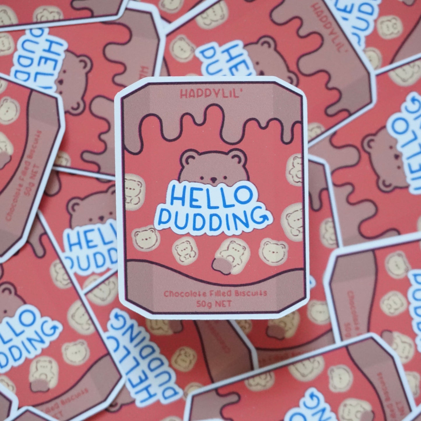 Hello Pudding Waterproof Soft Matte Vinyl Die-Cut Sticker