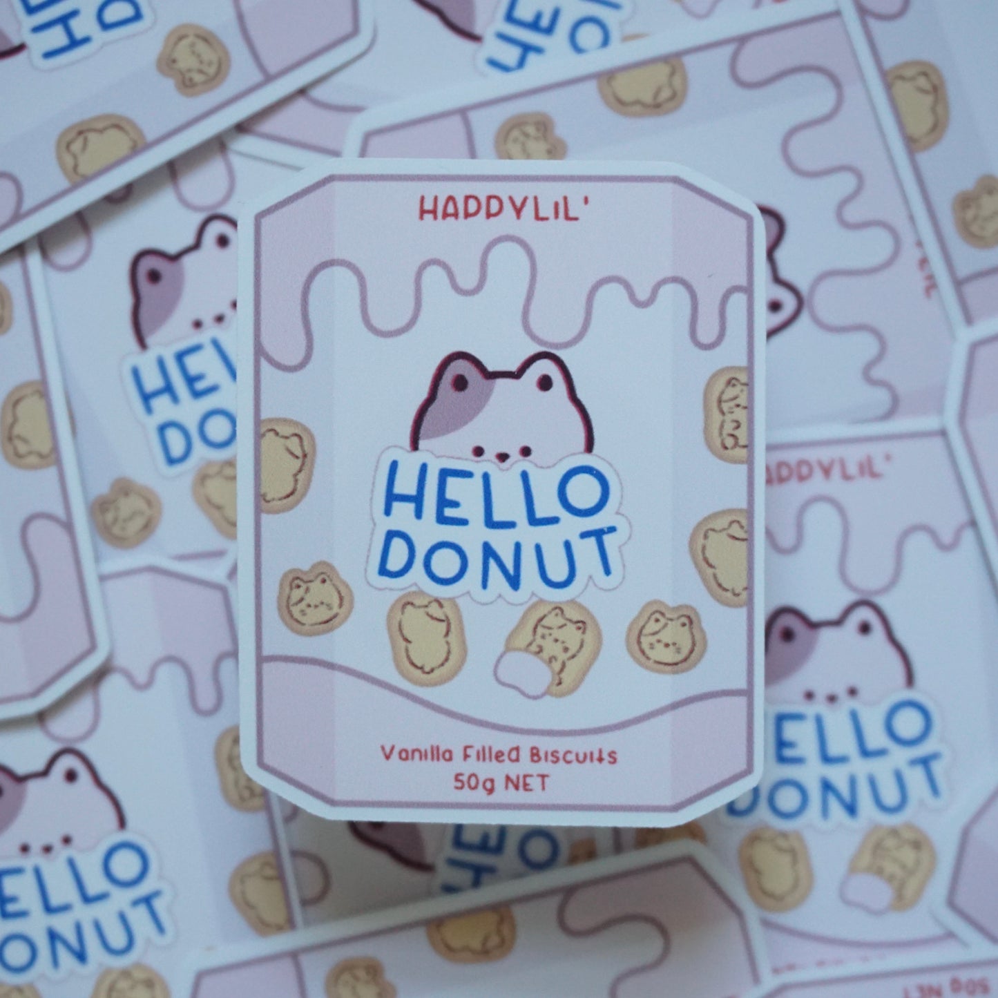 Hello Donut Waterproof Soft Matte Vinyl Die-Cut Sticker