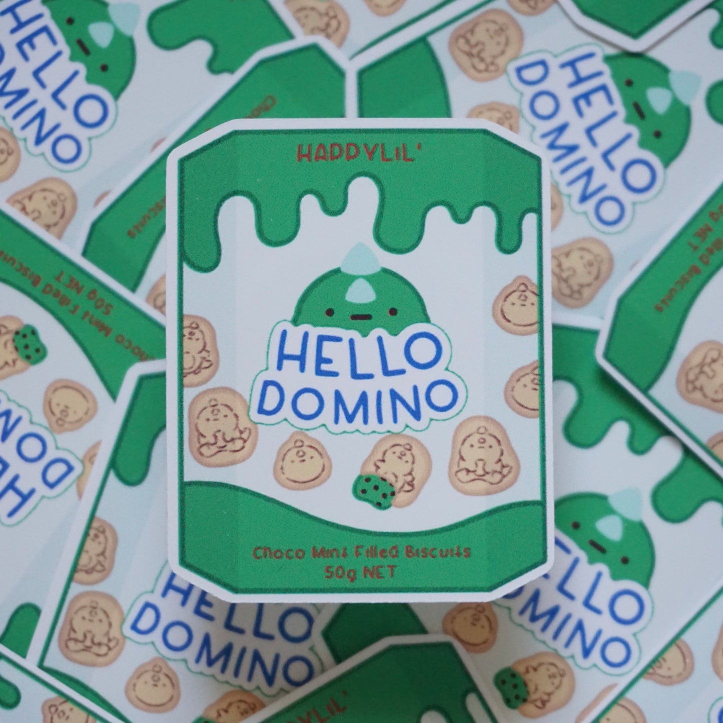 Hello Domino Waterproof Soft Matte Vinyl Die-Cut Sticker