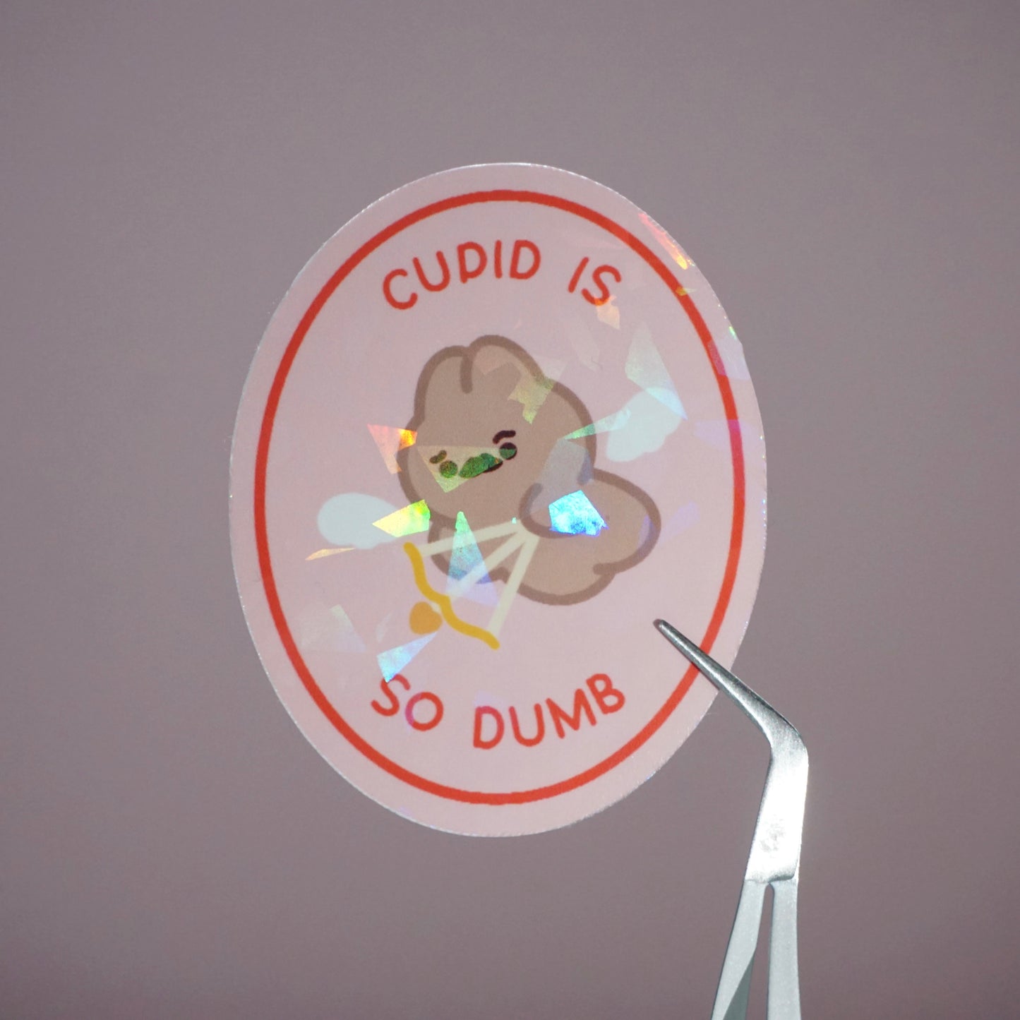 Cupid Is So Dumb Holographic Waterproof Glossy Vinyl Die-Cut Sticker