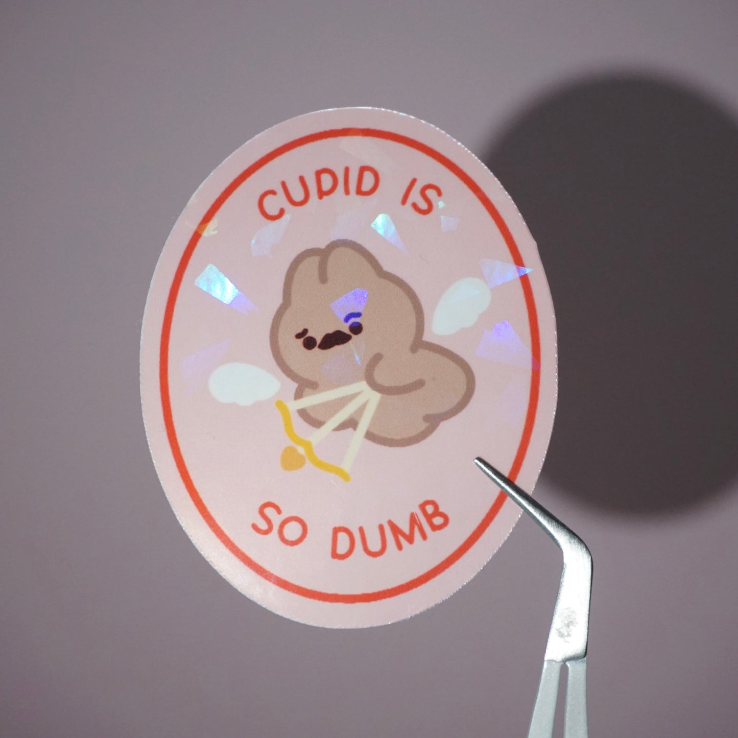 Cupid Is So Dumb Holographic Waterproof Glossy Vinyl Die-Cut Sticker