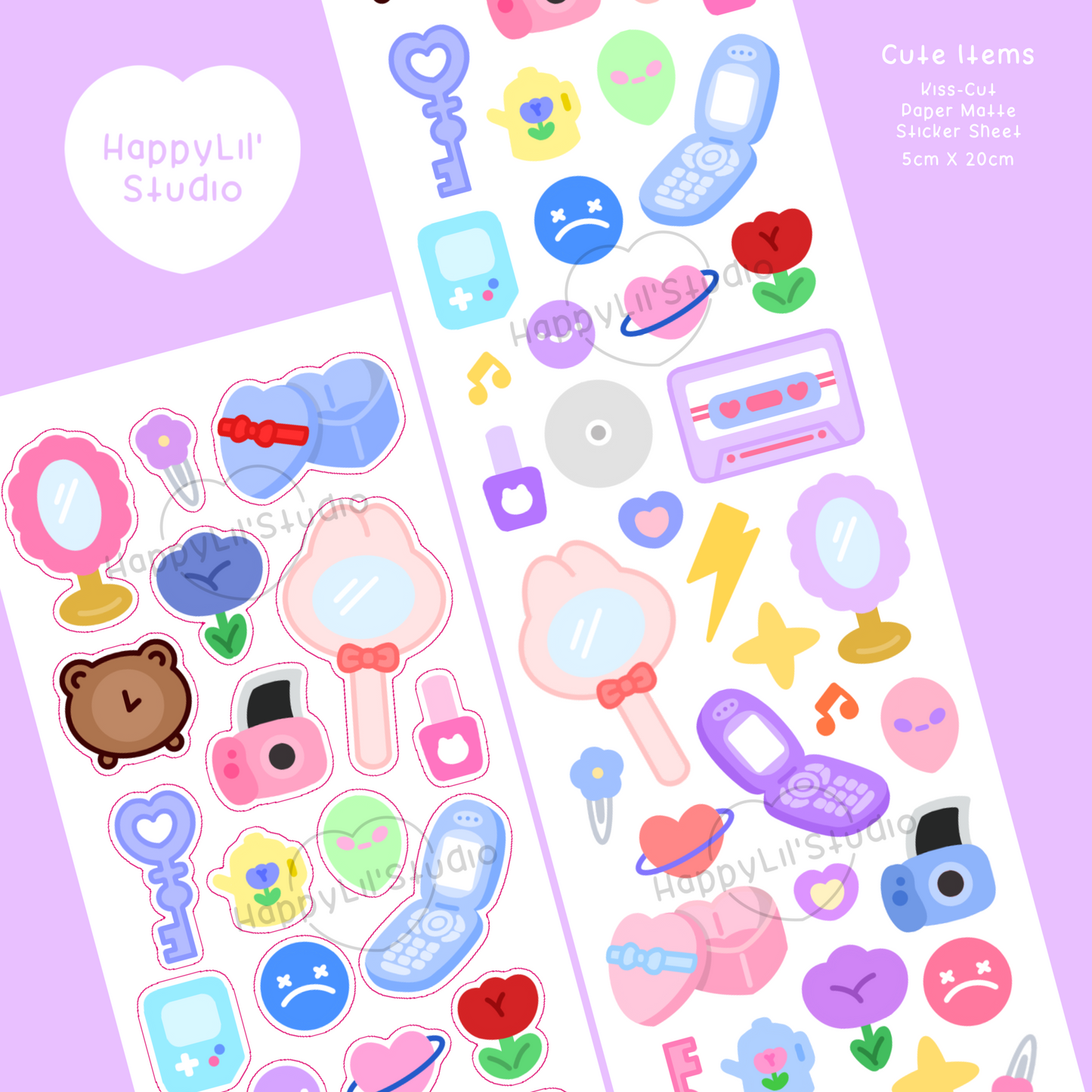 Cute Items Paper Matte Kiss-Cut Deco Sticker Sheet