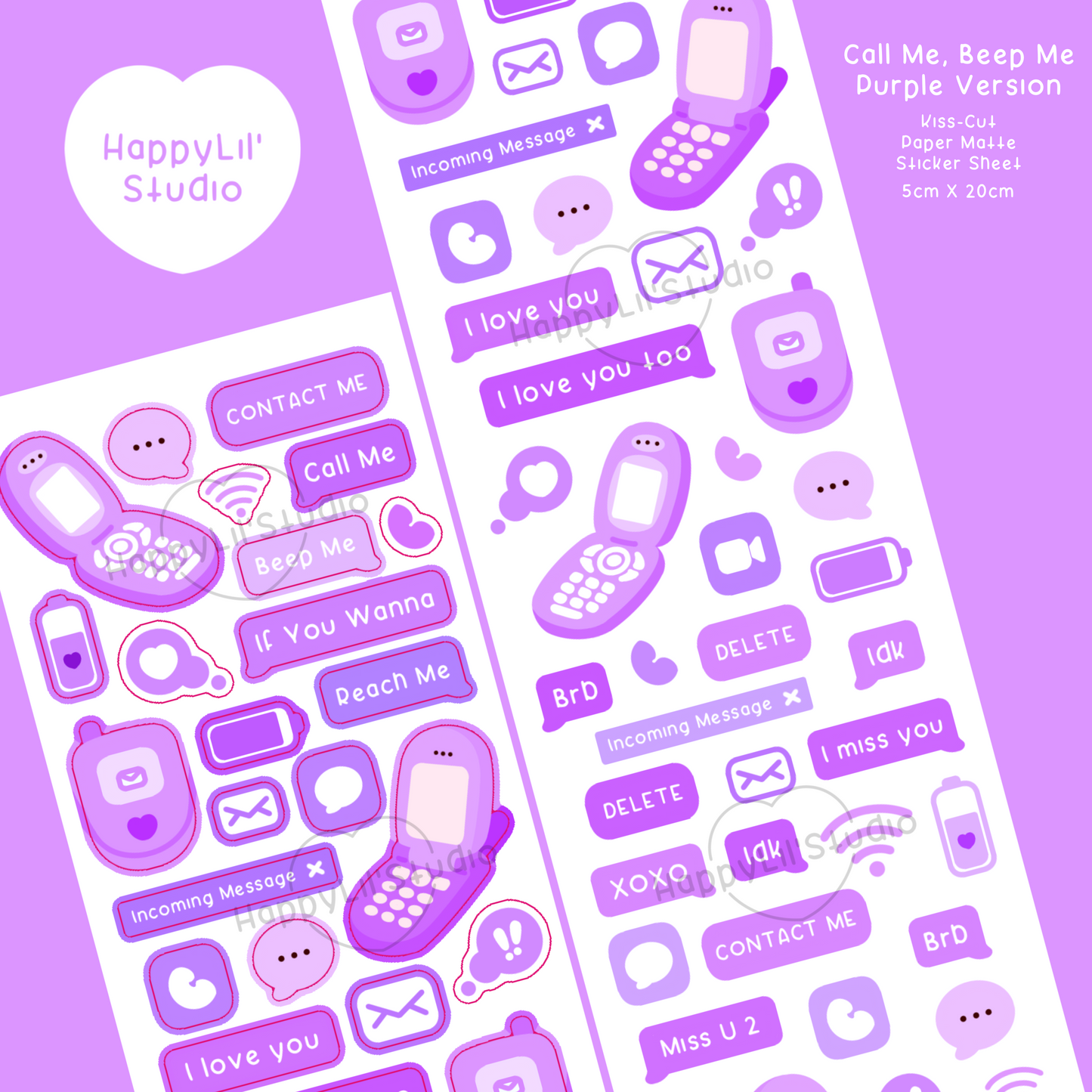 Call Me, Beep Me Paper Matte Kiss-Cut Deco Sticker Sheet