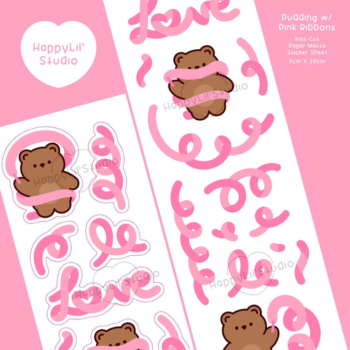 Pudding w/ Ribbons Paper Matte Kiss-Cut Deco Sticker Sheet