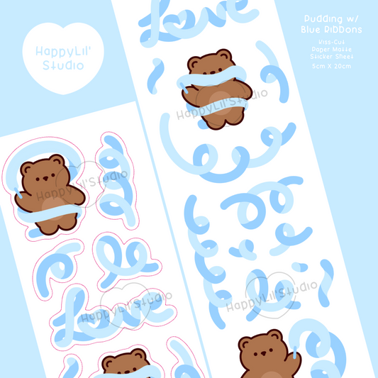 Pudding w/ Ribbons Paper Matte Kiss-Cut Deco Sticker Sheet