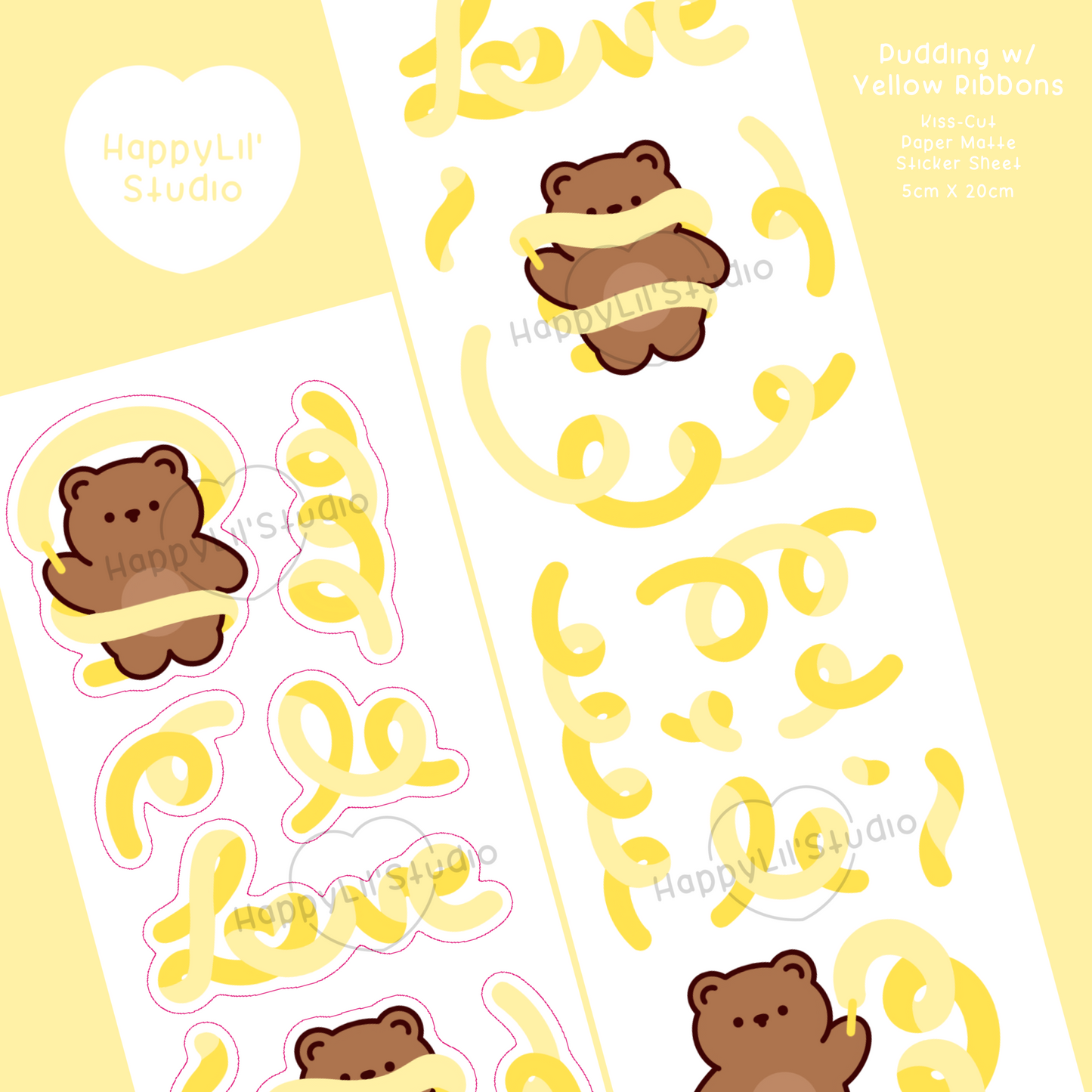 Pudding w/ Ribbons Paper Matte Kiss-Cut Deco Sticker Sheet