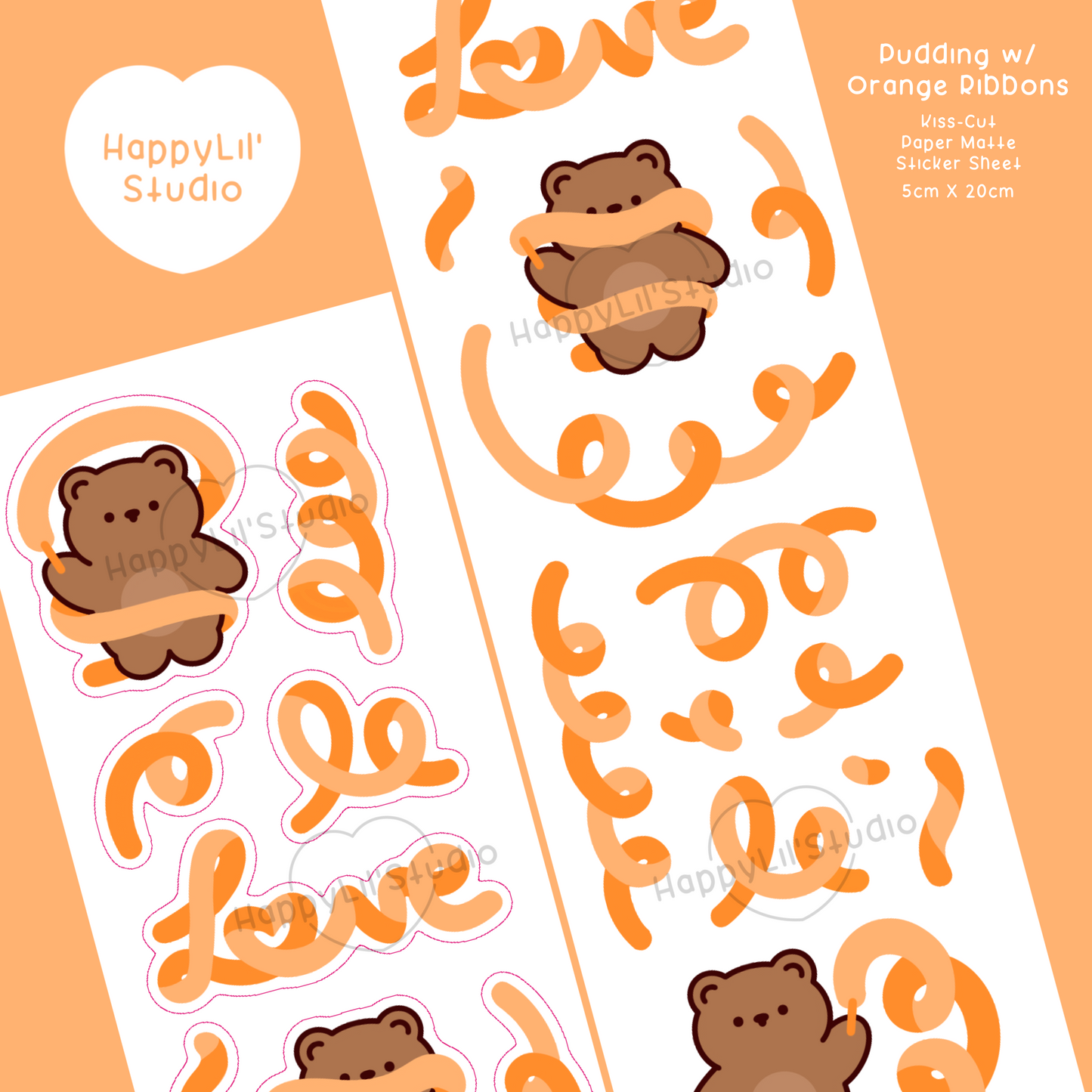 Pudding w/ Ribbons Paper Matte Kiss-Cut Deco Sticker Sheet