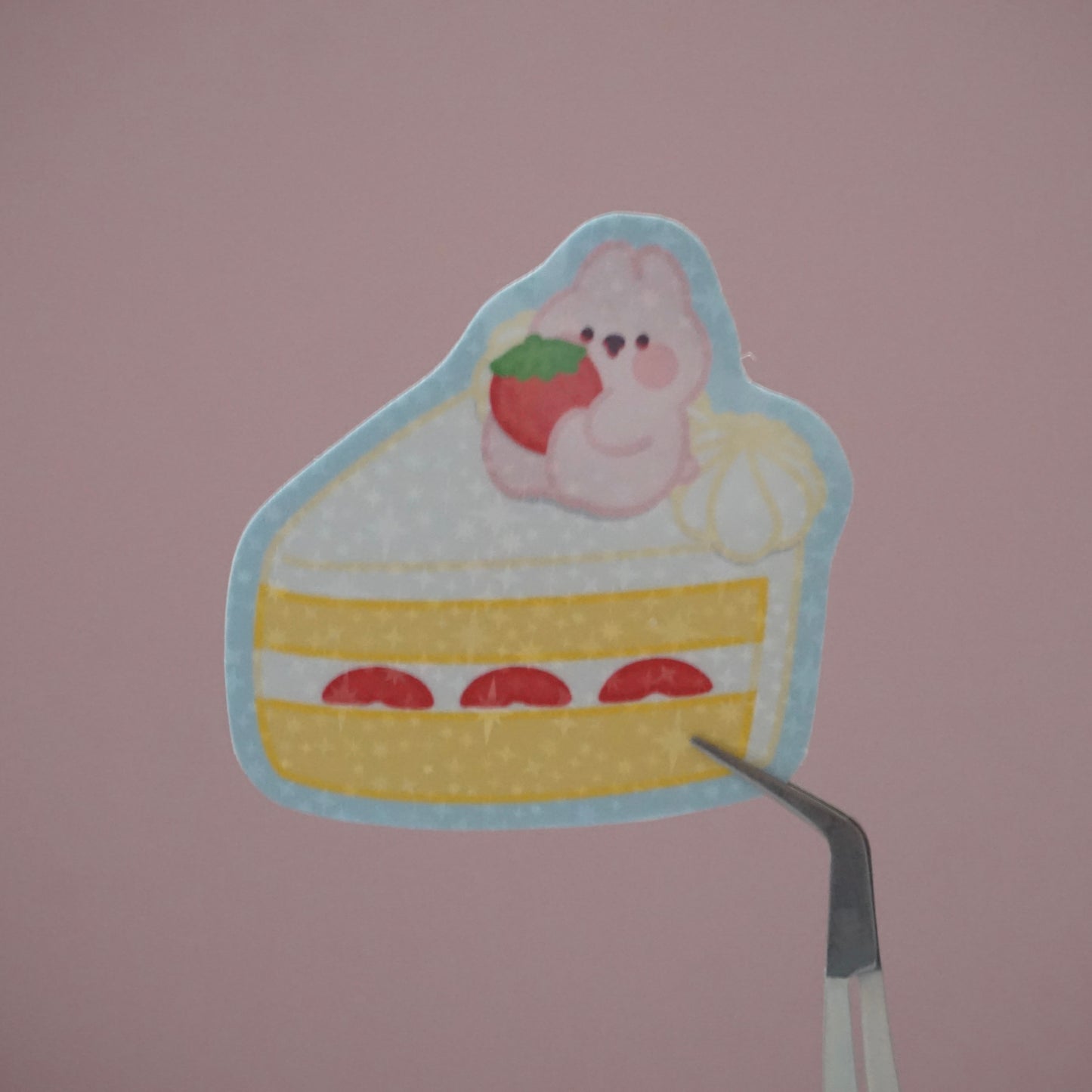 Cherry Sliced Cake Waterproof Holographic Matte Vinyl Die-Cut Sticker