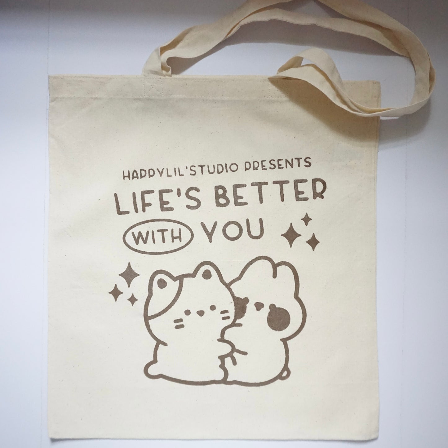 'Life's Better with You' with Donut & Cherry | Screen Printed Cotton Tote Bag