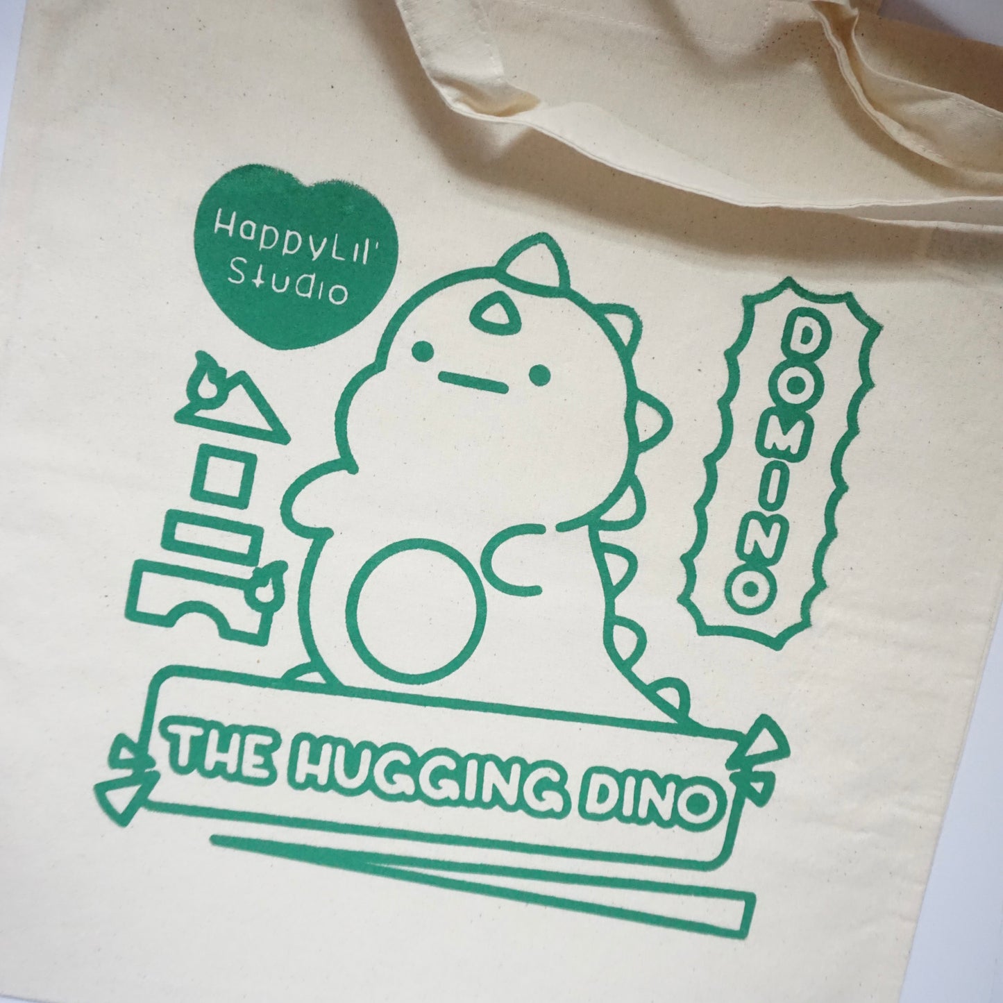 'Domino - The Hugging Dino' | Screen Printed Cotton Tote Bag