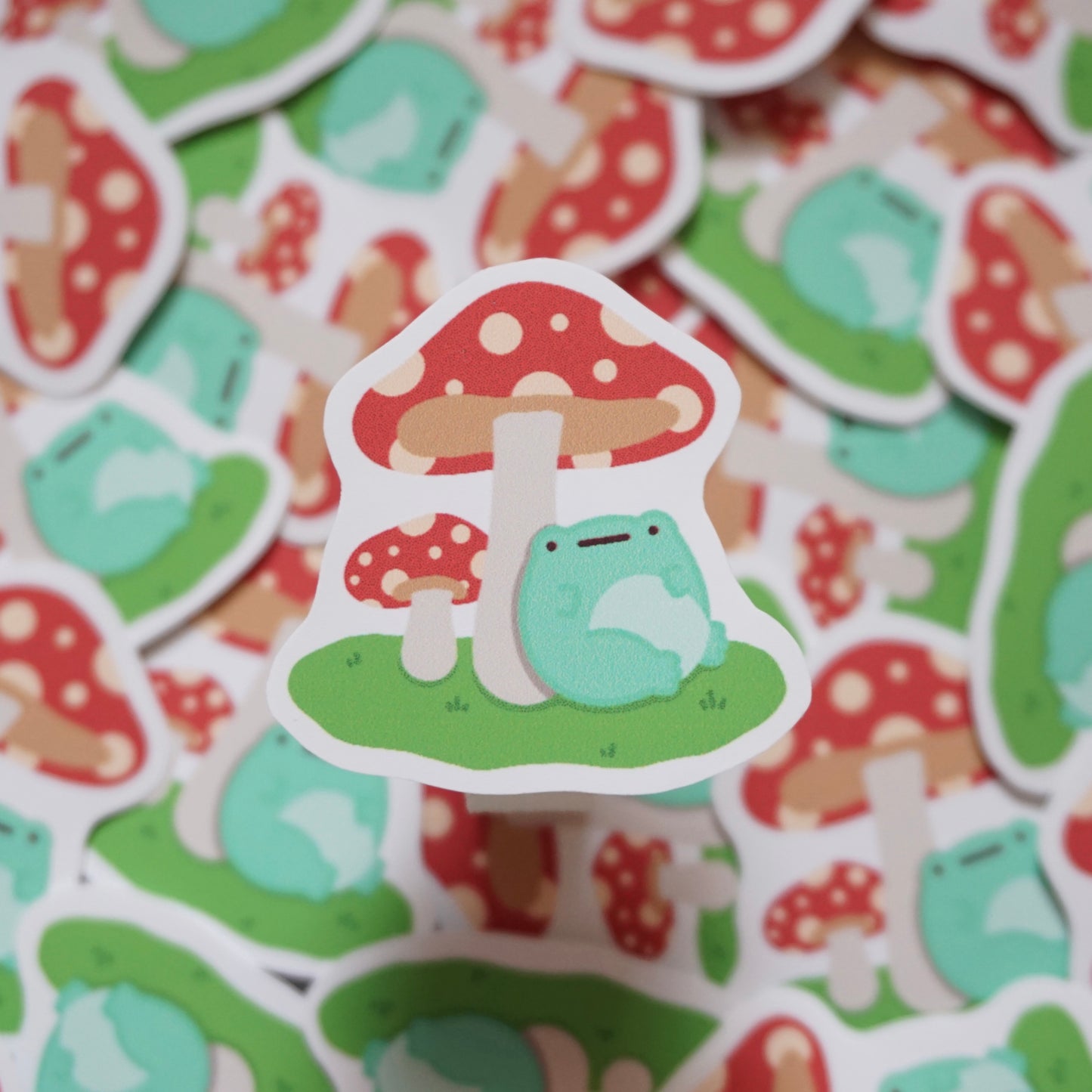 Fred Sitting with Mushroom Soft Matte Vinyl Die-Cut Sticker