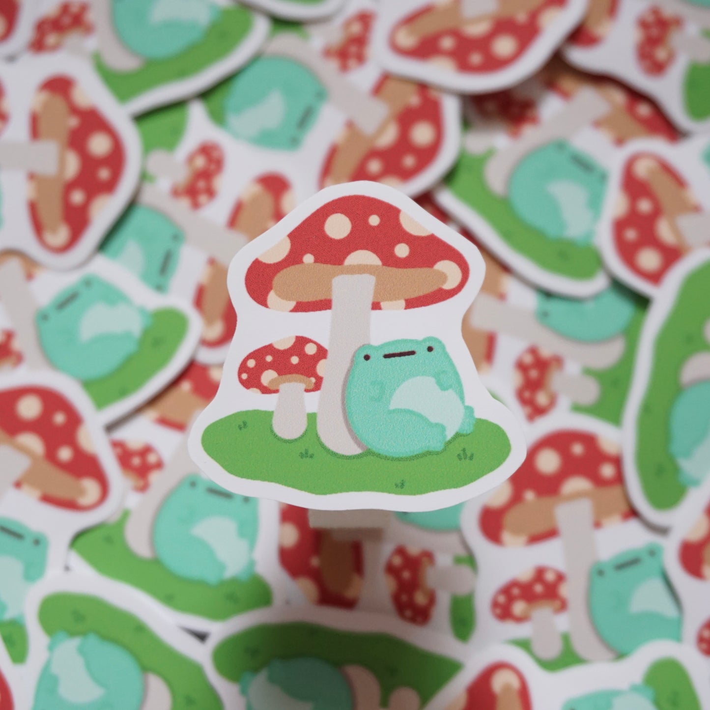 Fred Sitting with Mushroom Soft Matte Vinyl Die-Cut Sticker