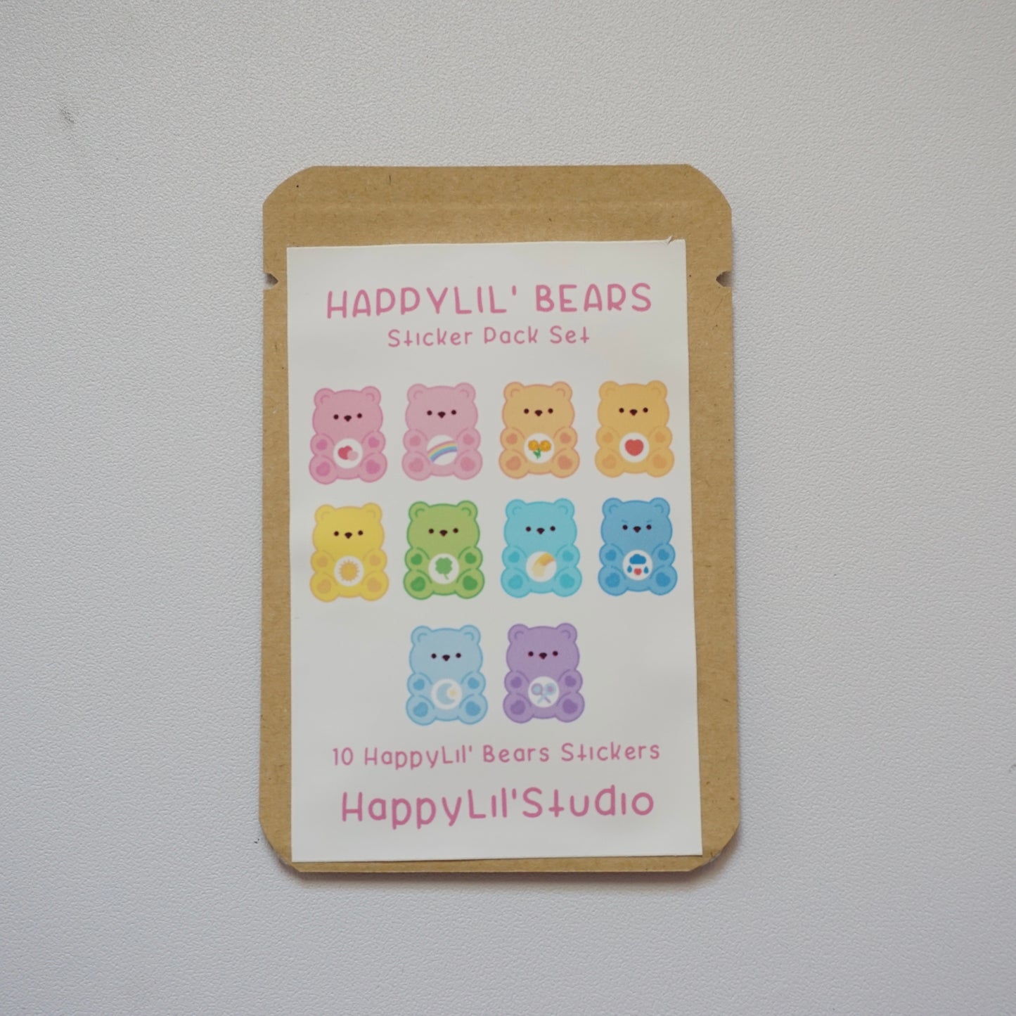 HappyLil'Bears Soft Matte Vinyl Die-Cut 10 Full Set Sticker Pack