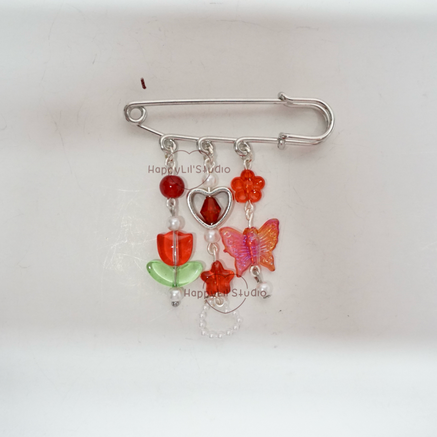 'Red Flower' Bag Pins