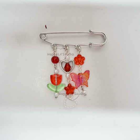 'Red Flower' Bag Pins