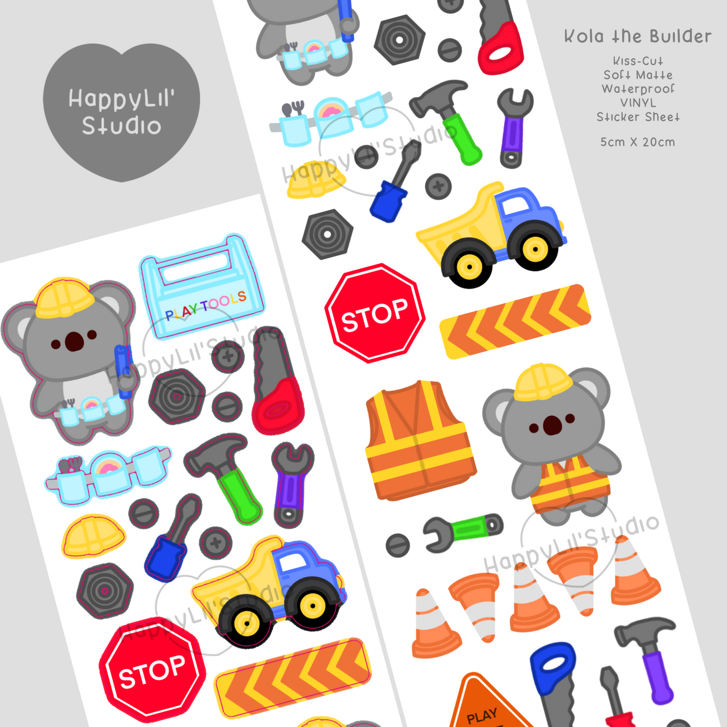 Kola the Builder Soft Matte Waterproof Vinyl Kiss-Cut Deco Sticker Sheet