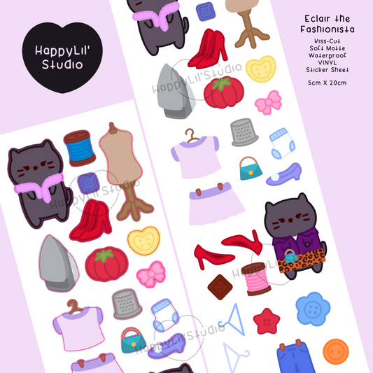 Eclair the Fashionista Soft Matte Waterproof Vinyl Deco Sticker Sheet