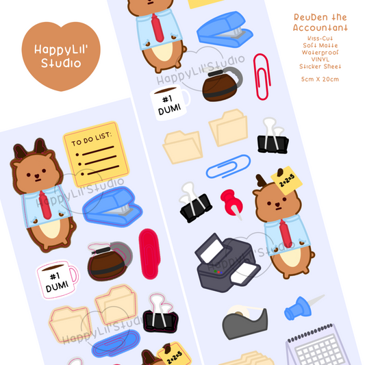 Reuben the Accountant Soft Matte Waterproof Vinyl Sticker Sheet