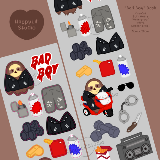 "Bad Boy" Dash Soft Matte Waterproof Vinyl Kiss-Cut Deco Sticker Sheet