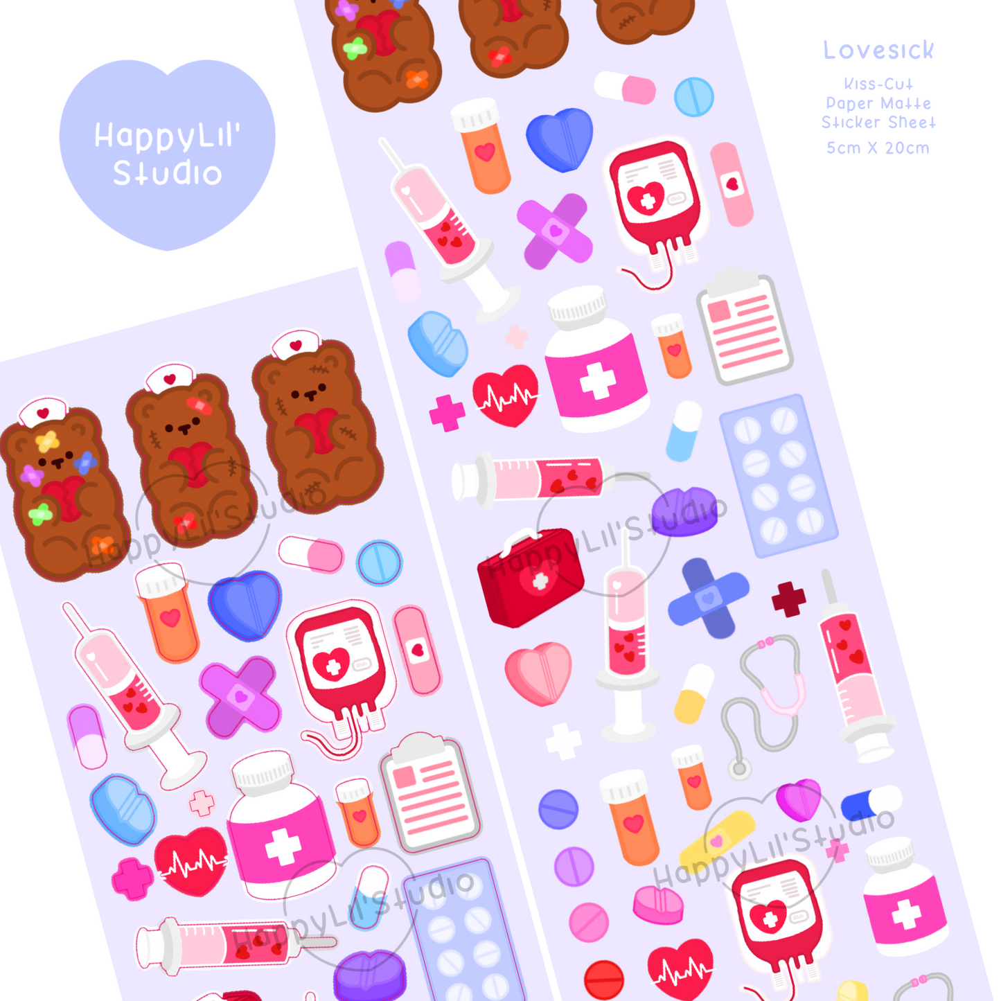 Lovesick Paper Matte Kiss-Cut Deco Sticker Sheet